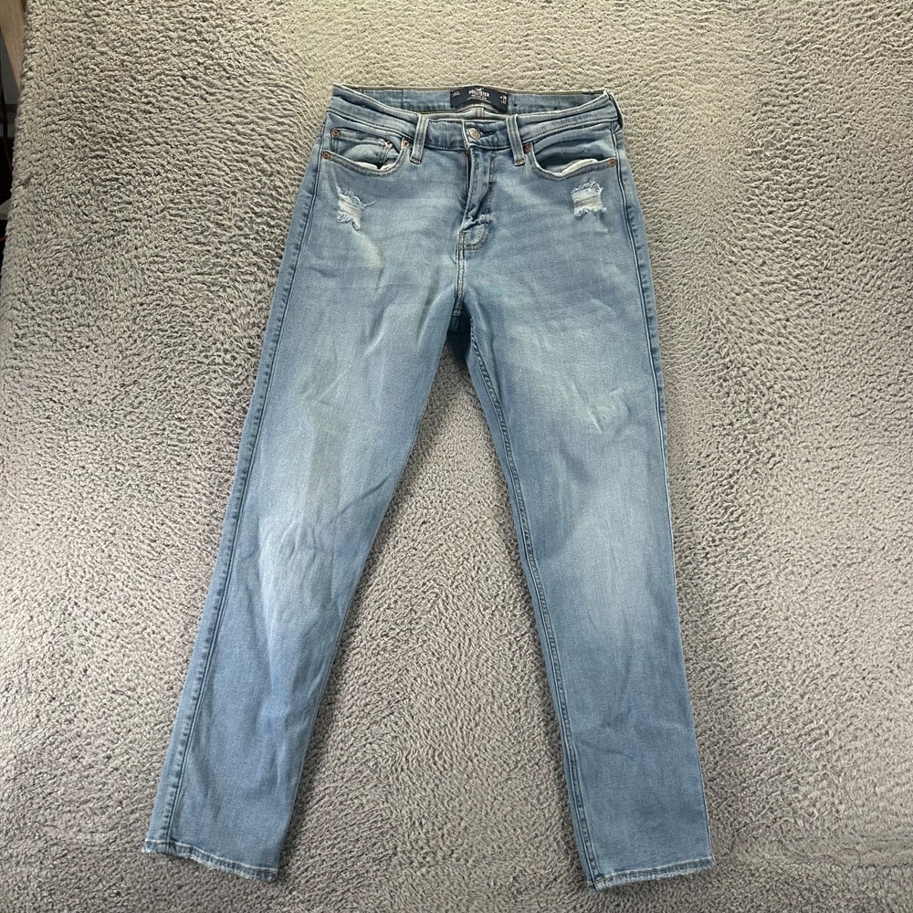 VTG 90s Hollister Jeans Mens 30x30 Blue Cotton Denim Straight Slim Faded Stretch